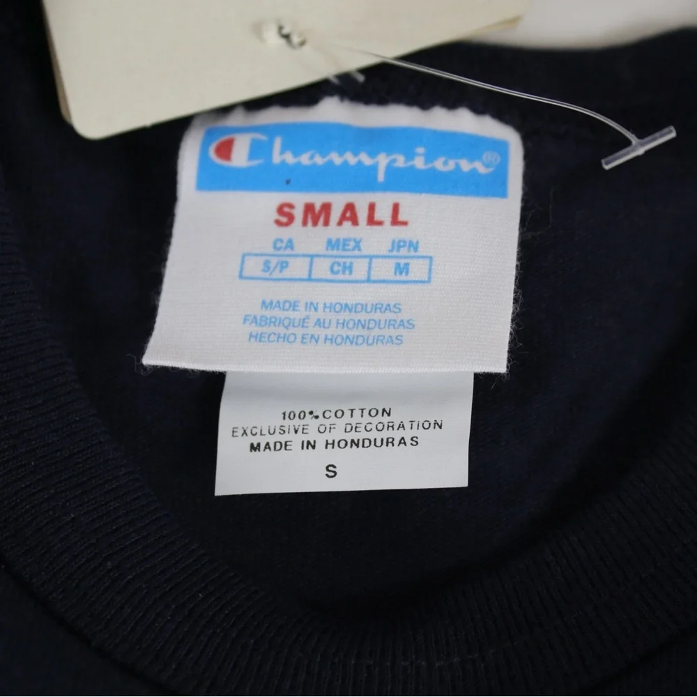 Champion Navy Blue 100%‎ Cotton Logo Heritage T-Shirt Mens Size Small - NEW - Picture 4 of 8